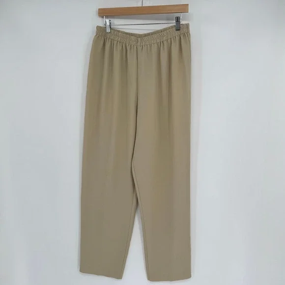 R&M Rcihards Lightweight Tan‎ Leaf Pattern Sheer Cardigan/Beige Pants Set Sz 18 - Picture 10 of 16